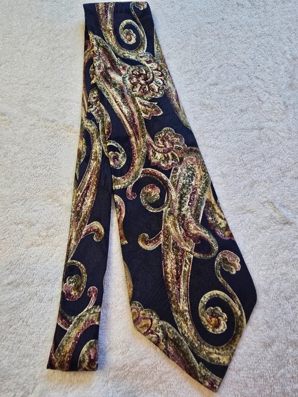 Vintage Christian Dior Monsieur Silk Tie - Paisley Pattern on Navy Background